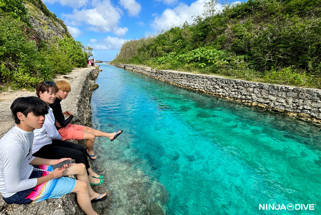 NINJA DIVE 忍者ダイブ 貸し切り プライベート ビーチダイビング グアム 体験ダイビング ビギナー 初心者 ダイビングショップ お魚いっぱい 親子 家族 エメラルドバレー