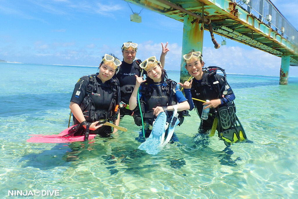 NINJA DIVE 忍者ダイブ 貸し切り プライベート ビーチダイビング グアム 体験ダイビング ビギナー 初心者 ダイビングショップ お魚いっぱい カップル リフレッシュダイビング ブランク 体験ダイビング 社員旅行