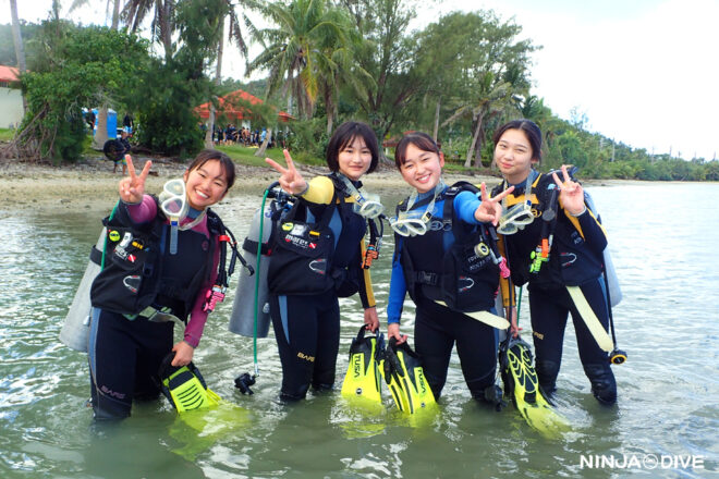 忍者ダイブ NINJA DIVE オープンウォーター ライセンス ダイビング講習 グアム ダイビング ビギナー 初心者 修学旅行 高校生 ビーチダイビング ダイビングショップ