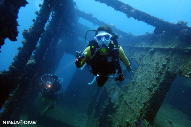 NINJA DIVE 忍者ダイブ 貸し切り プライベート チャーター ファンダイビング ボートダイビング ビーチダイビング シュノーケリング グアム ダイビング ビギナー 初心者 少人数 ブランク ビギナー レック 東海丸 沈船 クレバス